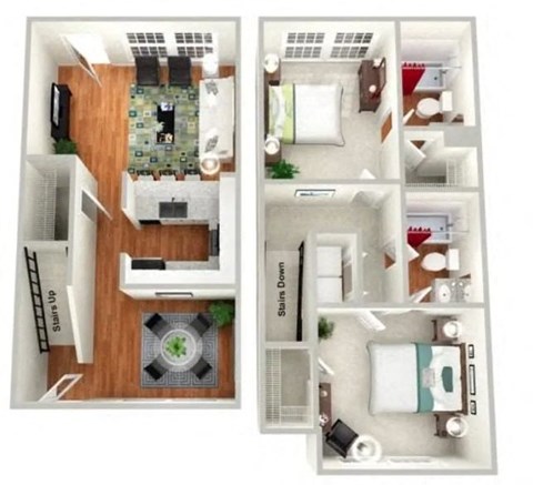 a floor plan with a bedroom and a living room